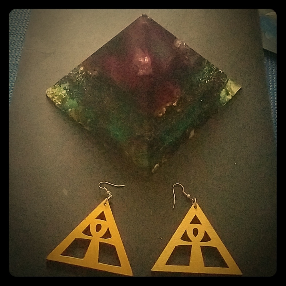 Egyptian Pyramids with Anks Earrings